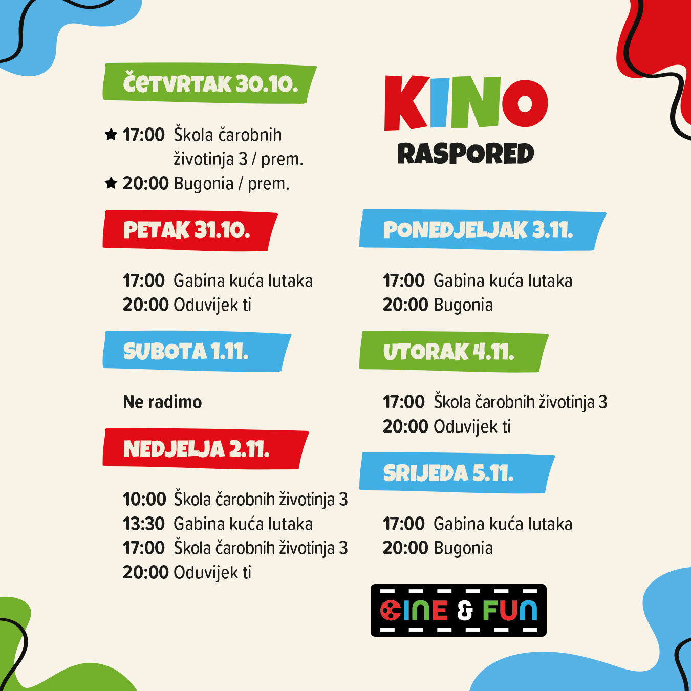 Cine&Fun, Jug Mall, kino rapored, program, Čakovec, Cakovec