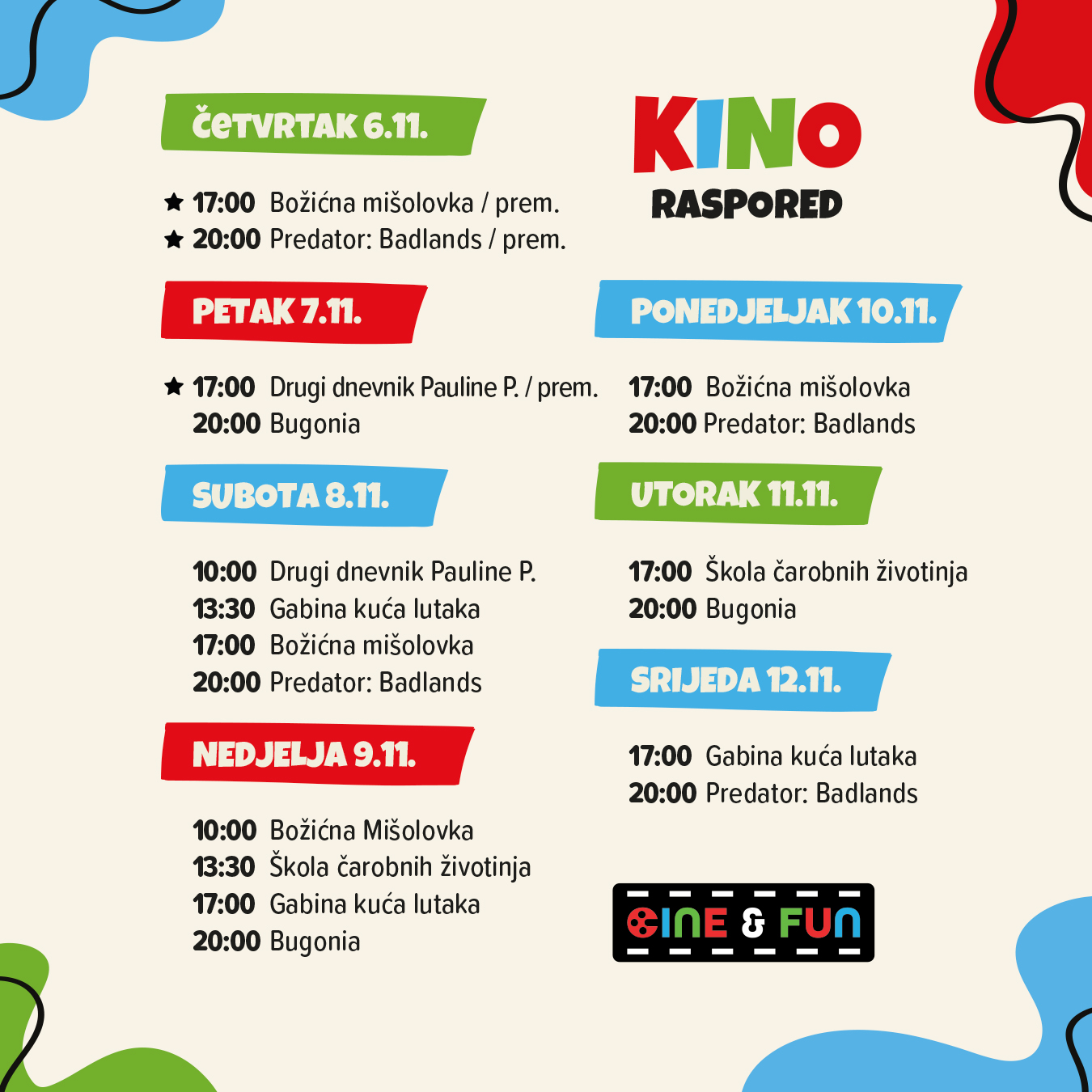 Cine&Fun, Jug Mall, kino rapored, program, Čakovec, Cakovec