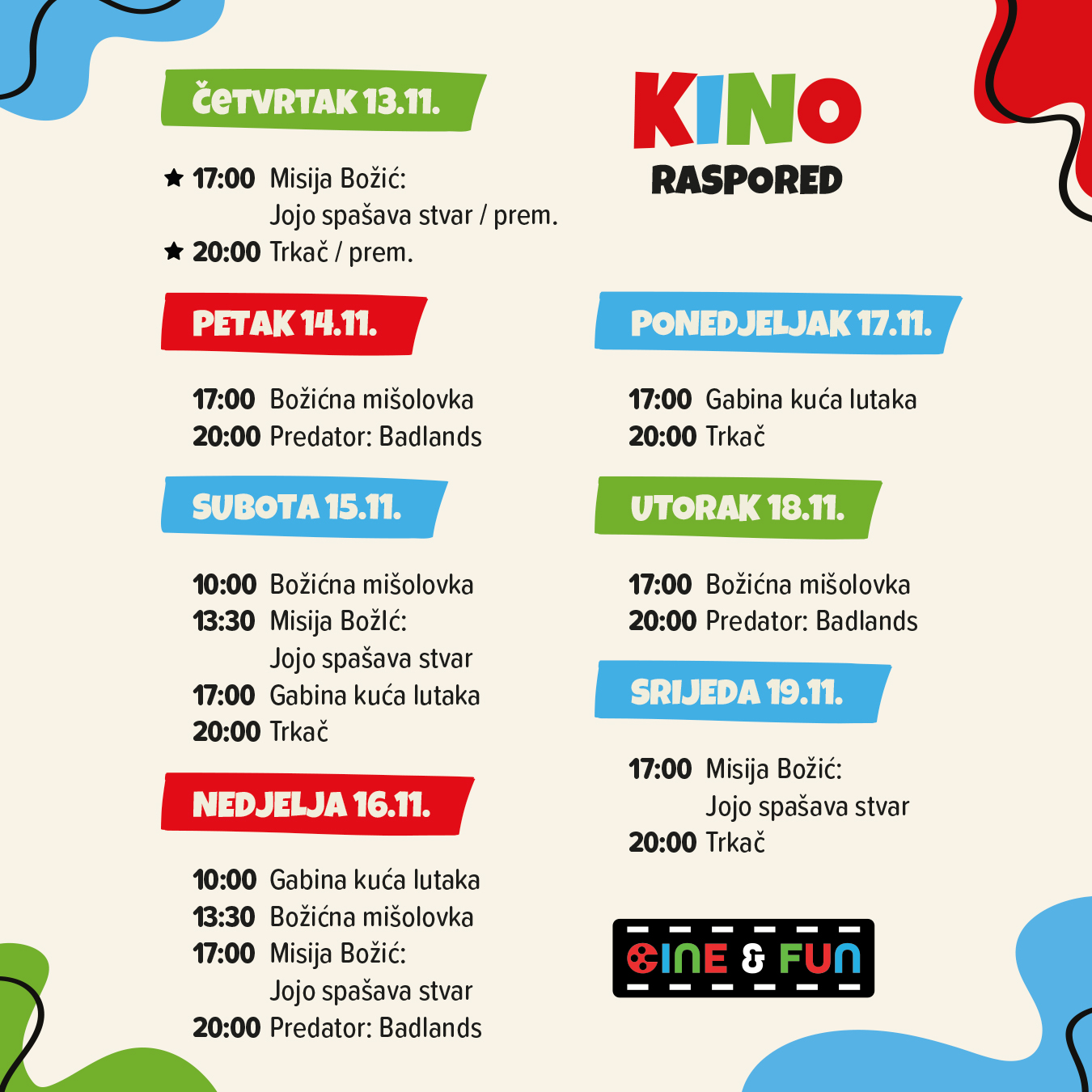 Cine&Fun, Jug Mall, kino rapored, program, Čakovec, Cakovec