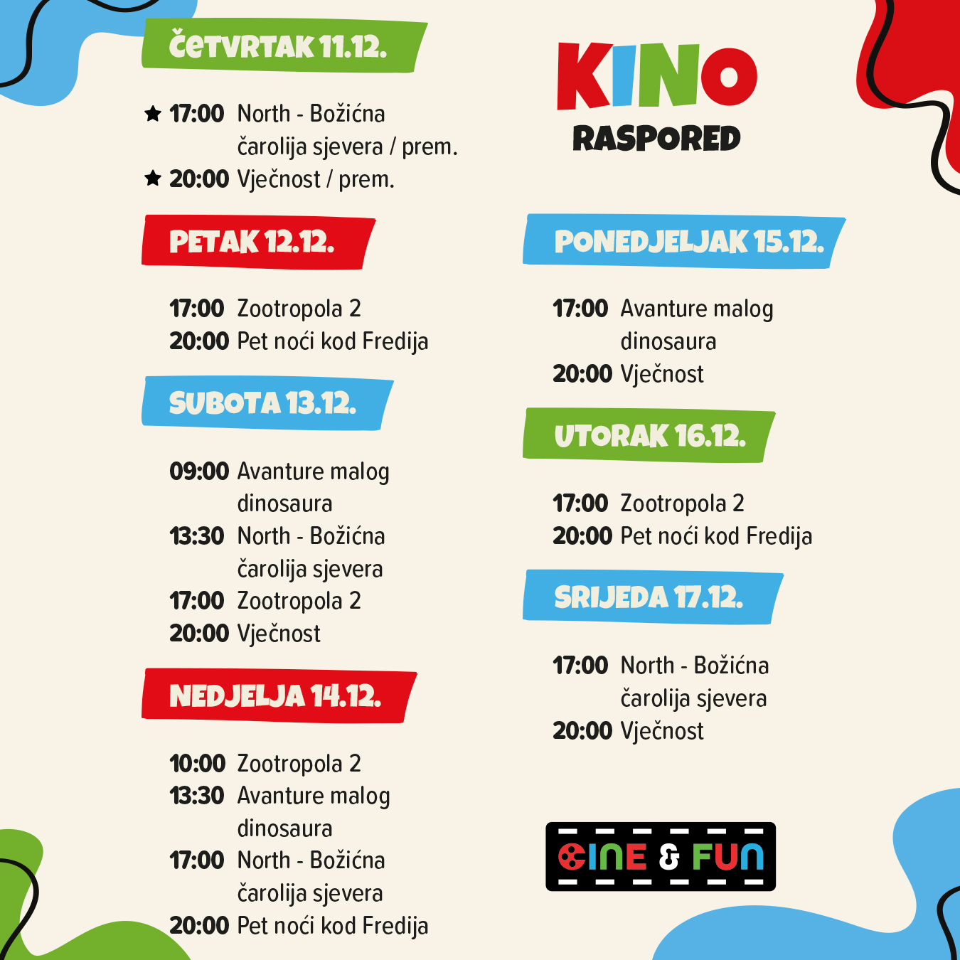 Cine&Fun, Jug Mall, kino rapored, program, Čakovec, Cakovec