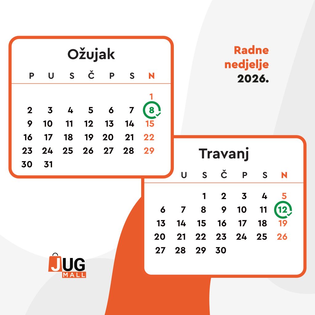 Jug Mall trgovački centar Čakovec, Spar, Pepco, Pet centar, DM, Parks, Cine&Fun, cine and fun, Boccone, pizzeria, picerija, Cvjećanica cvjetni atelje Nataša, 2026, 2026. radno vrijeme, radne nedjelje, neradne nedjelje, otvoreno, zatvoreno, Međimurje, Lumini