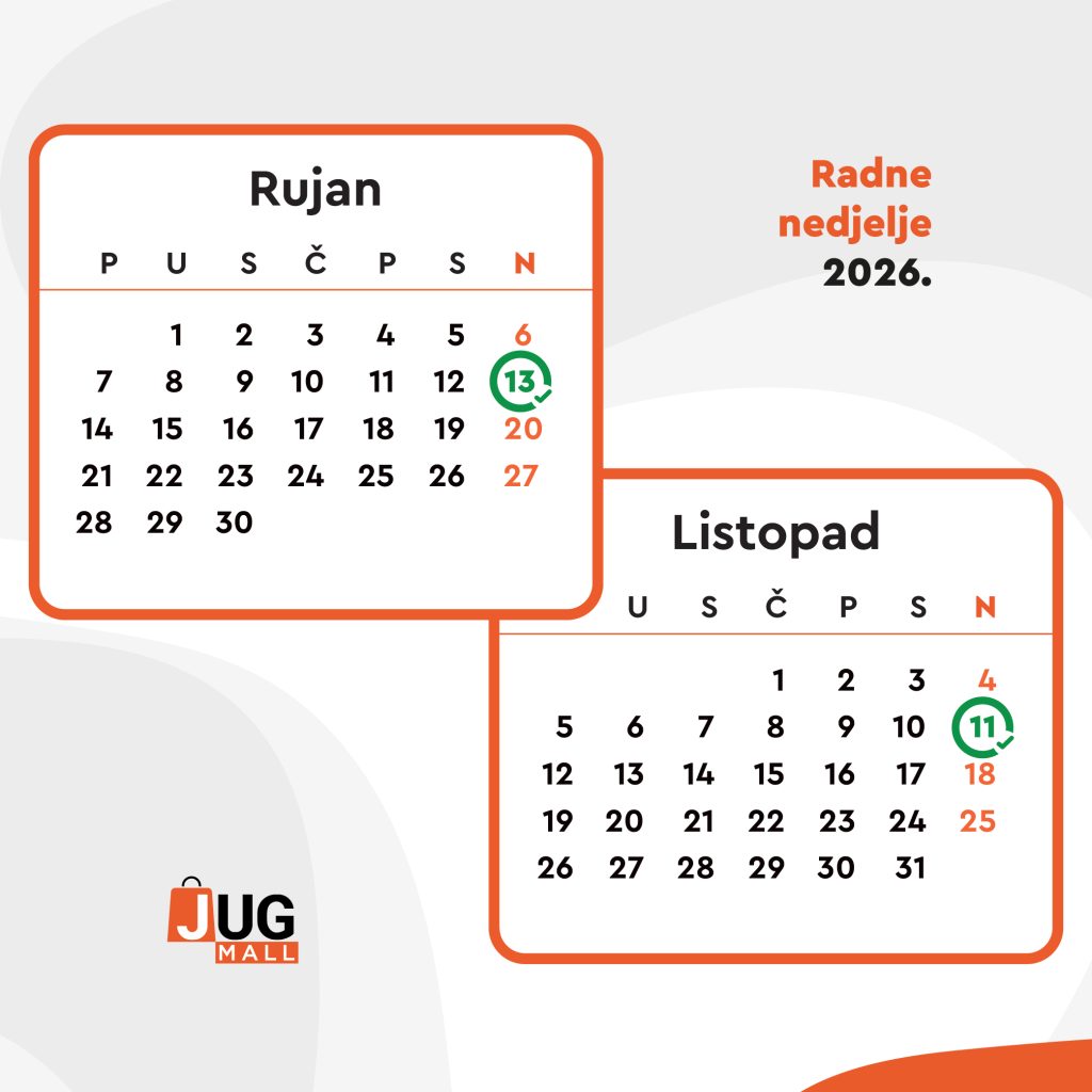 Jug Mall trgovački centar Čakovec, Spar, Pepco, Pet centar, DM, Parks, Cine&Fun, cine and fun, Boccone, pizzeria, picerija, Cvjećanica cvjetni atelje Nataša, 2026, 2026. radno vrijeme, radne nedjelje, neradne nedjelje, otvoreno, zatvoreno, Međimurje, Lumini