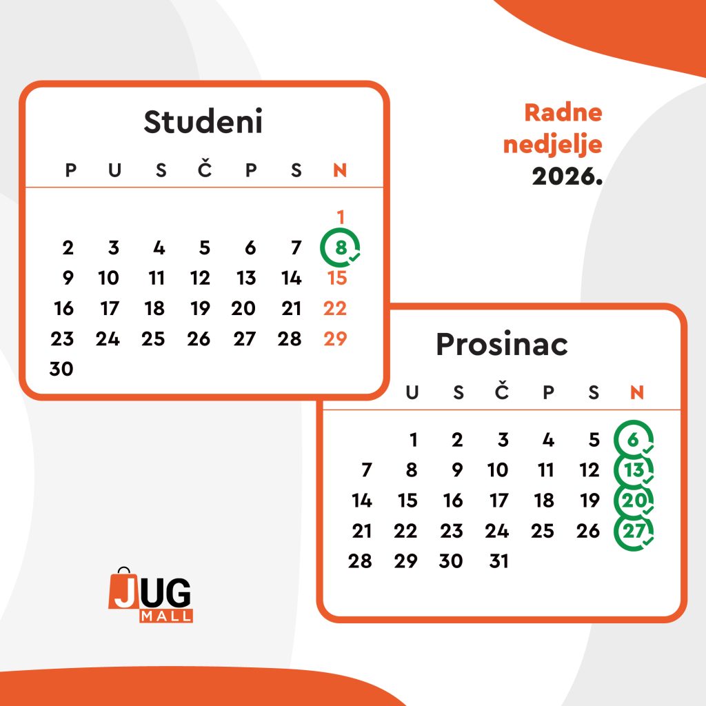 Jug Mall trgovački centar Čakovec, Spar, Pepco, Pet centar, DM, Parks, Cine&Fun, cine and fun, Boccone, pizzeria, picerija, Cvjećanica cvjetni atelje Nataša, 2026, 2026. radno vrijeme, radne nedjelje, neradne nedjelje, otvoreno, zatvoreno, Međimurje, Lumini